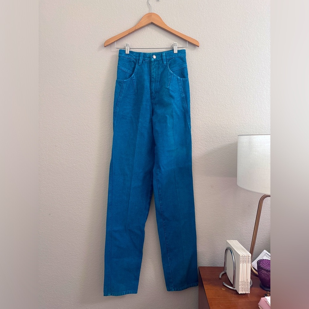 Wrangler Vintage Size 3/4 36 inseam Teal Western Denim Jeans Rodeo dream